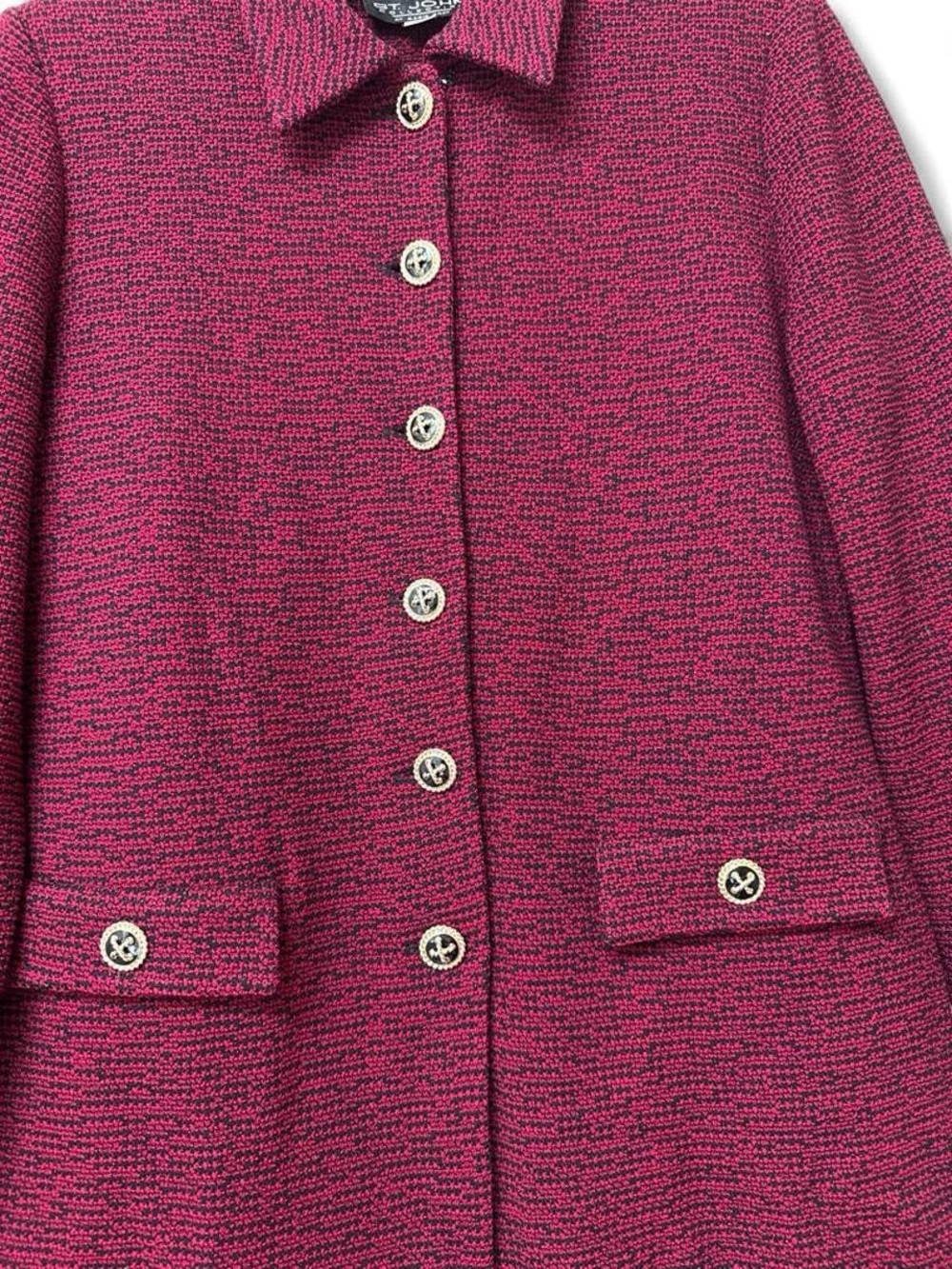 St. John Raspberry-Red Tweed Collar Jacket - Picture 6 of 7